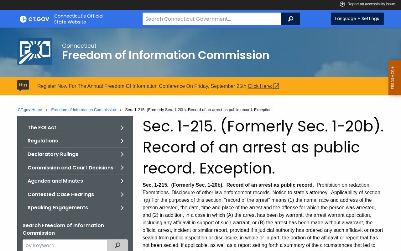 Hartford County mugshot and Connecticut arrest record law Section 1-215